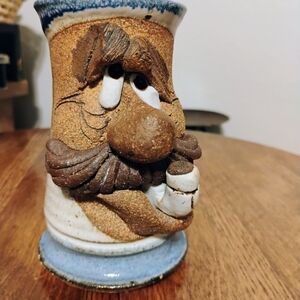Charming Ceramic Character Mug in Brown and Blue